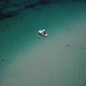 Drone photo of Stingray City Sandbar