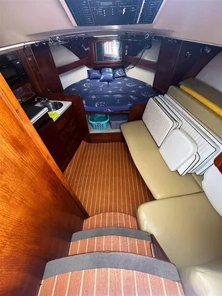 Private cabin and changing space inside a Luhrs cruiser